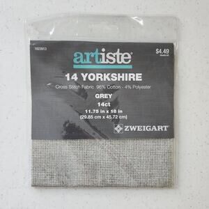 Zweigart Artiste 14 Count Grey Yorkshire Cross Stitch Fabric 11.75 in x 18 in